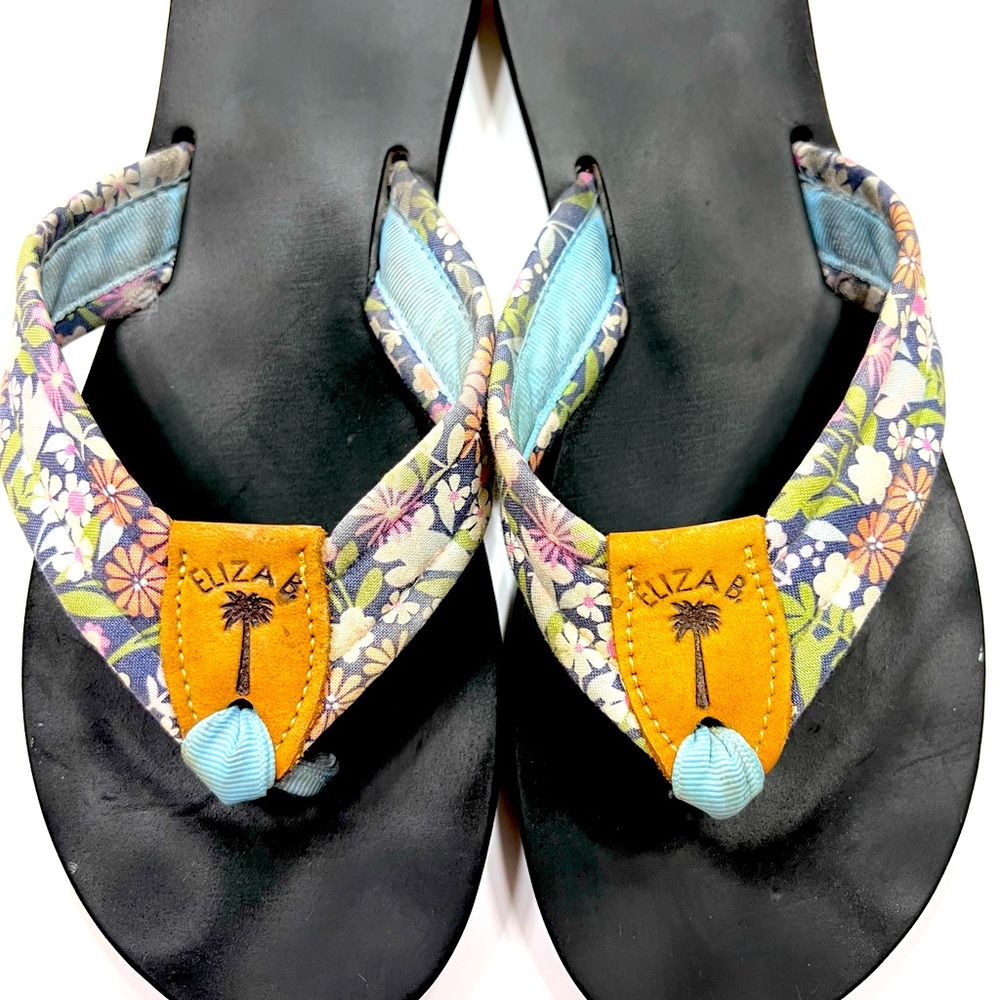 ELIZA B WOMENS FLORAL PRINT THONG SANDALS